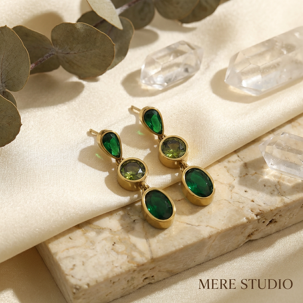 THE EMERALD CASCADE DROP EARRINGS