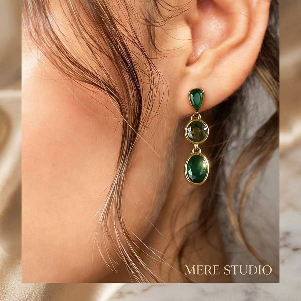 THE EMERALD CASCADE DROP EARRINGS
