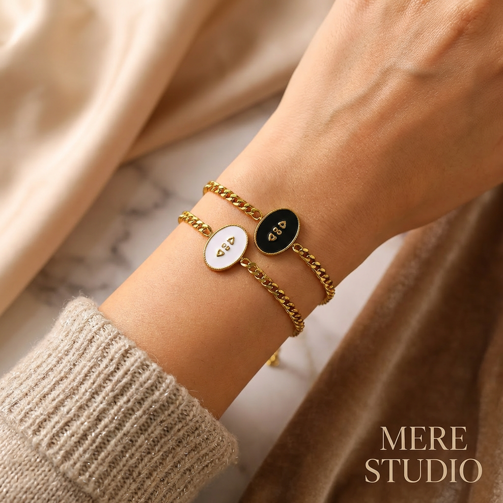 THE NOIR & BLANC ENAMEL LINK BRACELET
