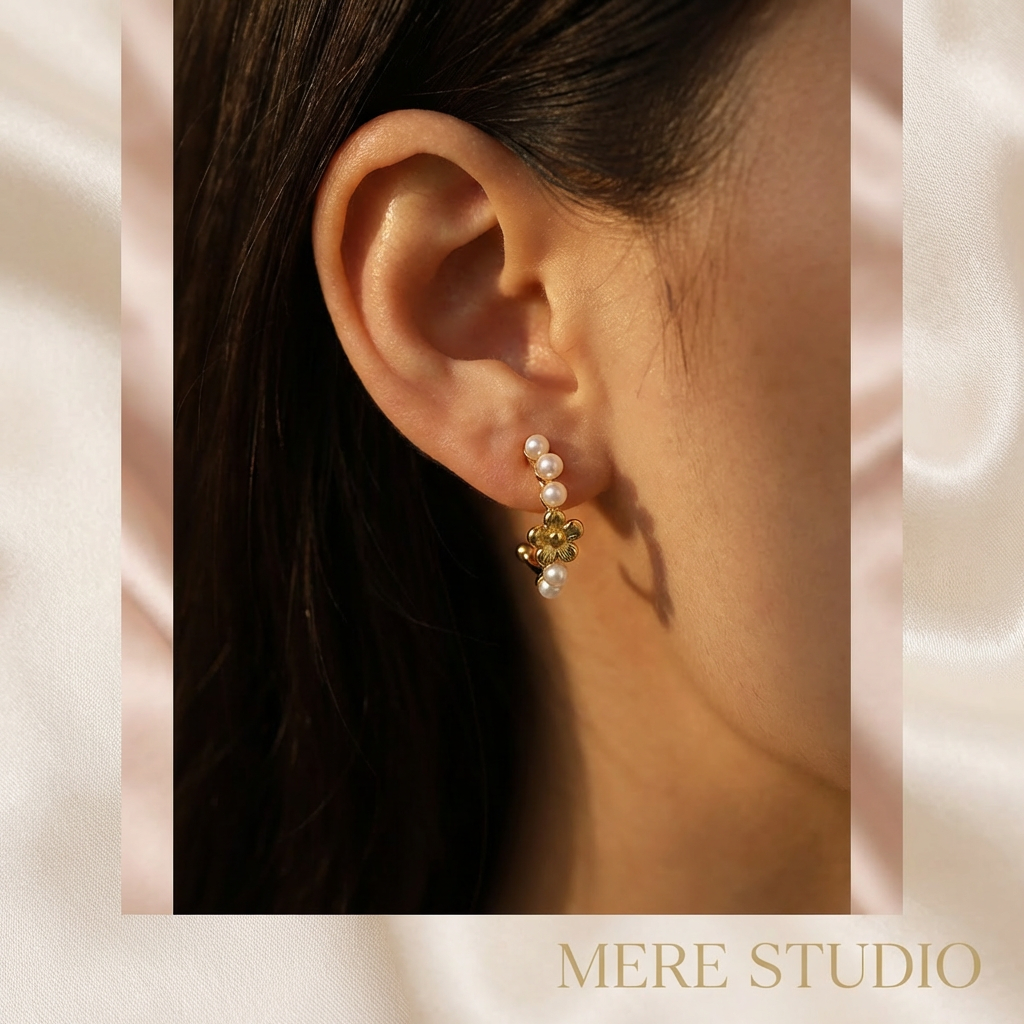 THE FRENCH SONNET HEART & PEARL HOOPS