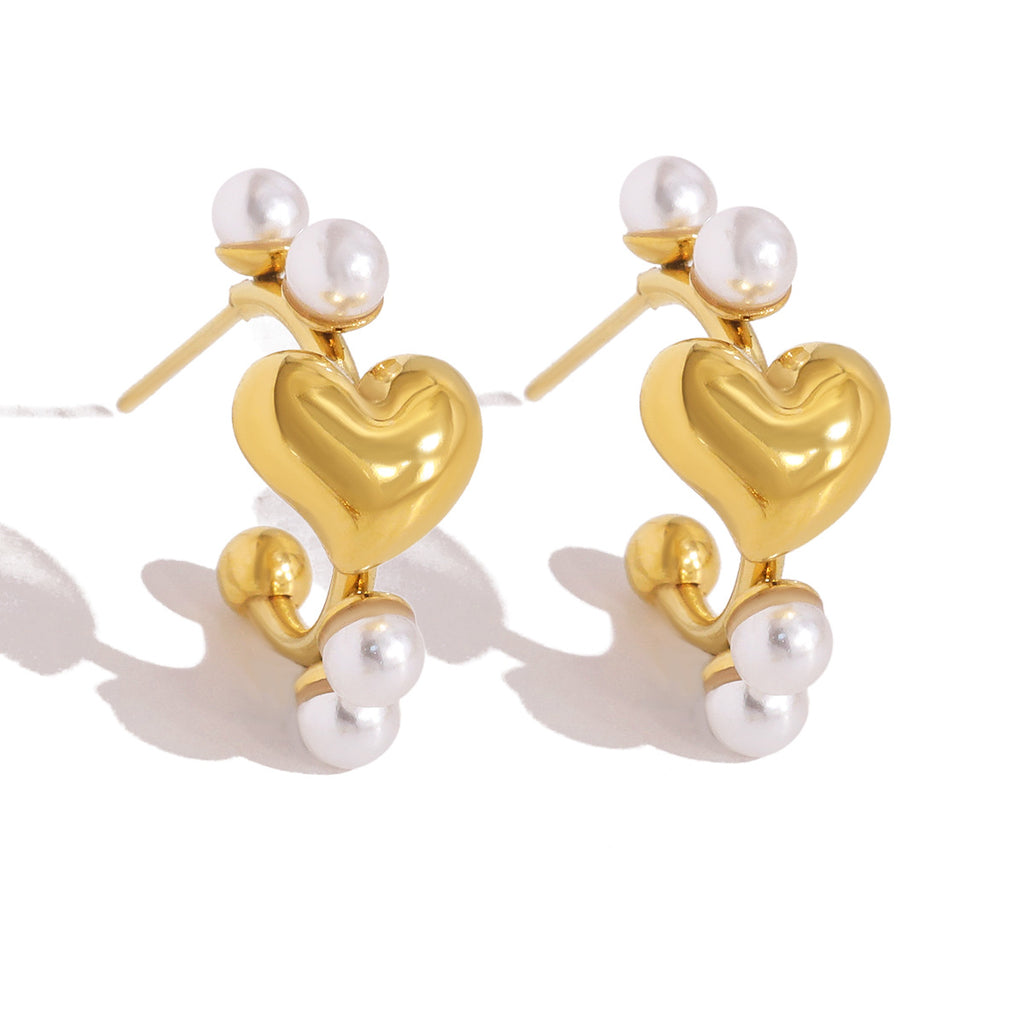 THE FRENCH SONNET HEART & PEARL HOOPS
